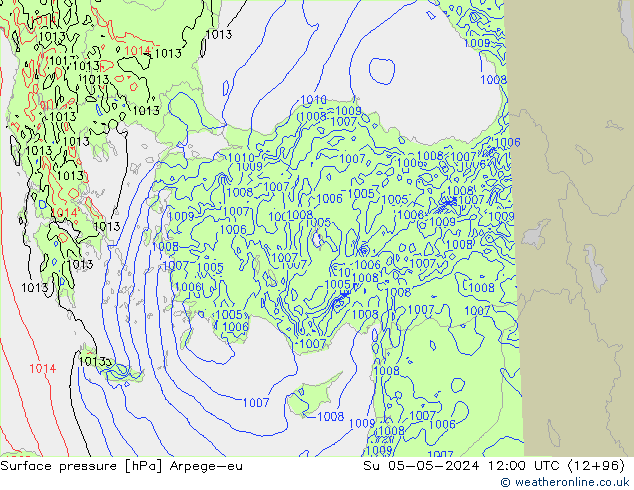 Surface pressure Arpege-eu Su 05.05.2024 12 UTC