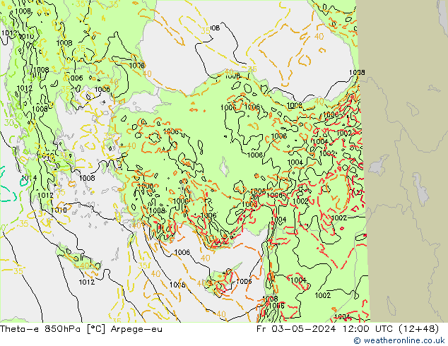 Theta-e 850hPa Arpege-eu Cu 03.05.2024 12 UTC