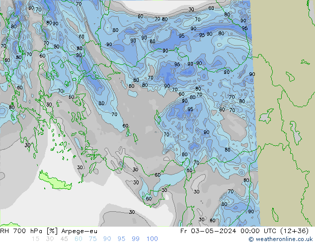 RH 700 hPa Arpege-eu Fr 03.05.2024 00 UTC