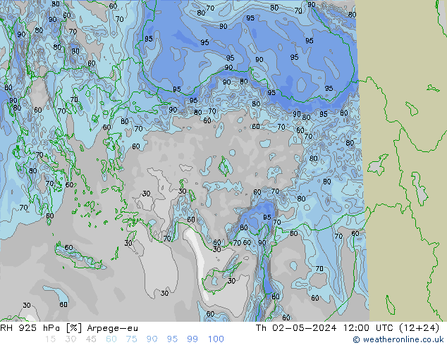 RH 925 hPa Arpege-eu Th 02.05.2024 12 UTC