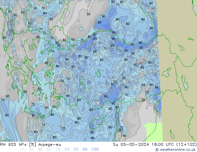 RH 925 hPa Arpege-eu Su 05.05.2024 18 UTC