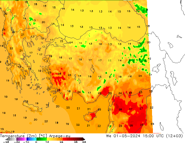 Temperature (2m) Arpege-eu We 01.05.2024 15 UTC