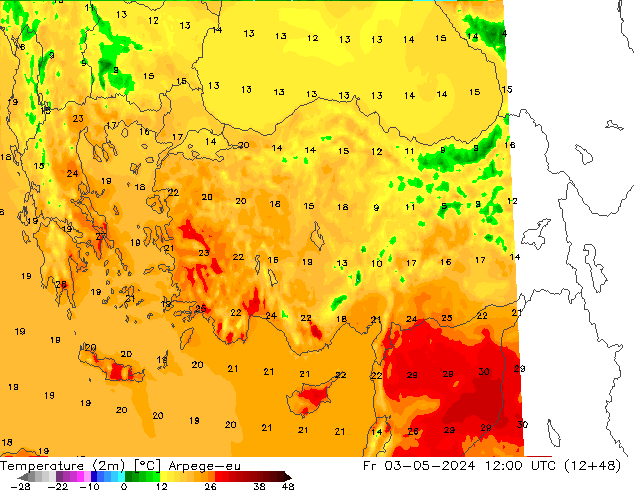 Temperature (2m) Arpege-eu Fr 03.05.2024 12 UTC