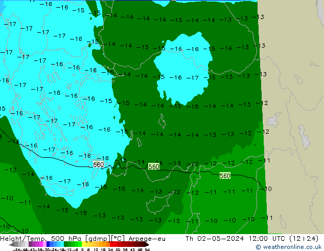 Yükseklik/Sıc. 500 hPa Arpege-eu Per 02.05.2024 12 UTC