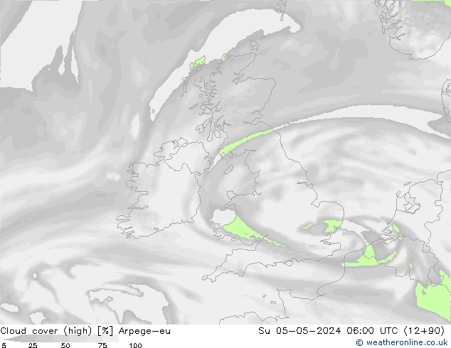 zachmurzenie (wysokie) Arpege-eu nie. 05.05.2024 06 UTC