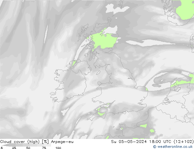 Bewolking (Hoog) Arpege-eu zo 05.05.2024 18 UTC