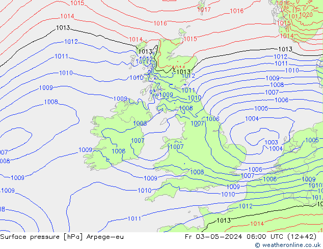 Surface pressure Arpege-eu Fr 03.05.2024 06 UTC