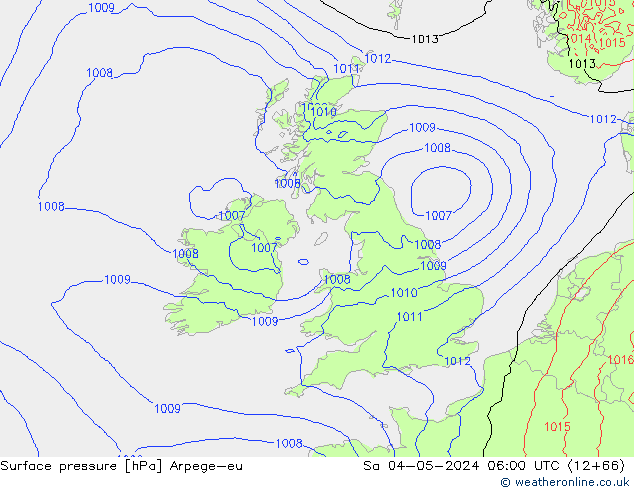 Presión superficial Arpege-eu sáb 04.05.2024 06 UTC