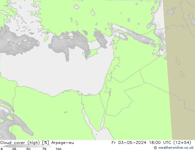 Nuages (élevé) Arpege-eu ven 03.05.2024 18 UTC
