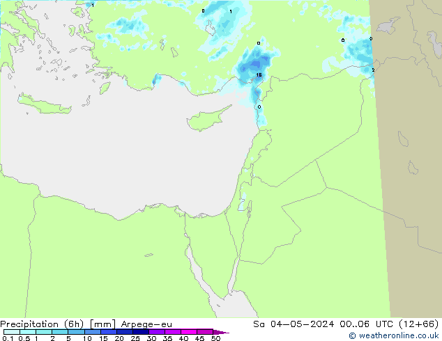 Totale neerslag (6h) Arpege-eu za 04.05.2024 06 UTC