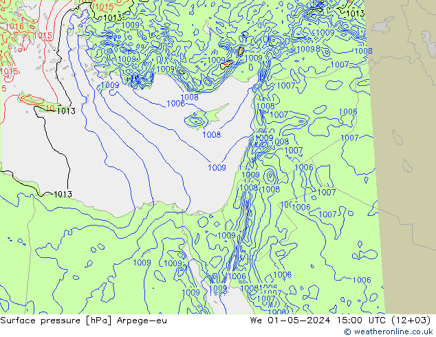 Presión superficial Arpege-eu mié 01.05.2024 15 UTC