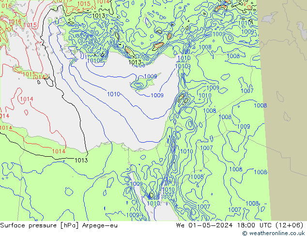 pressão do solo Arpege-eu Qua 01.05.2024 18 UTC