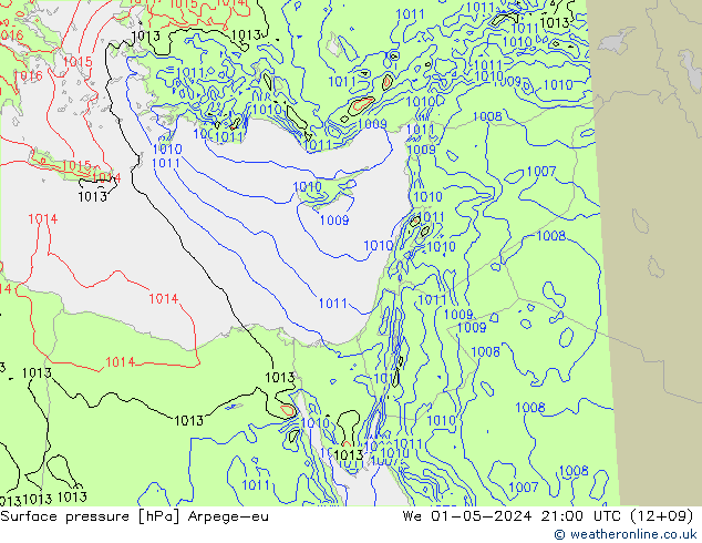 Surface pressure Arpege-eu We 01.05.2024 21 UTC