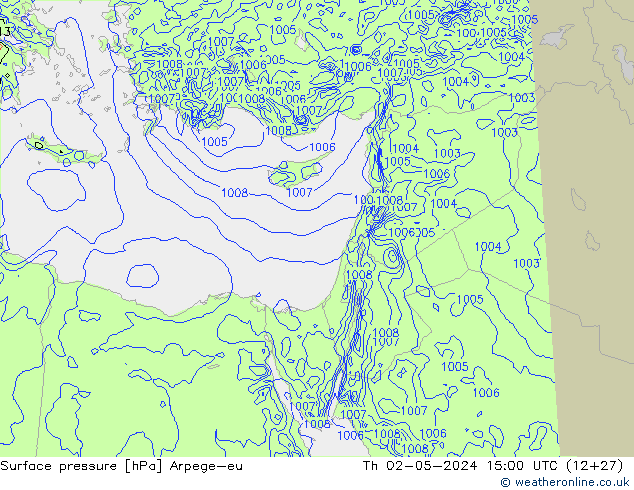 Atmosférický tlak Arpege-eu Čt 02.05.2024 15 UTC