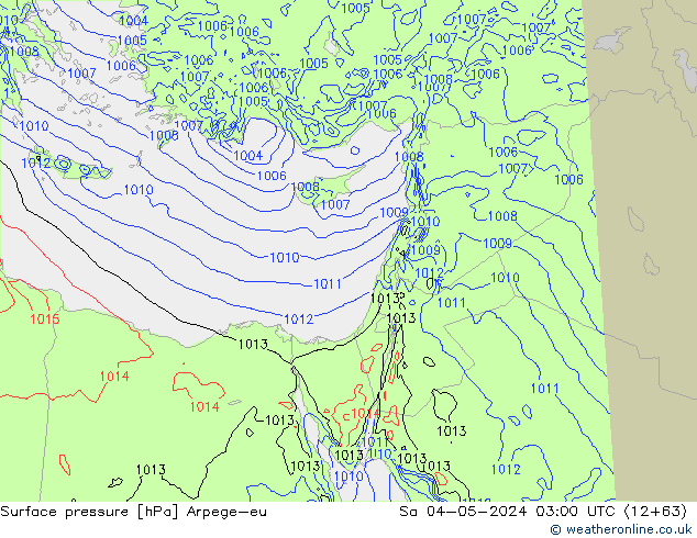 Surface pressure Arpege-eu Sa 04.05.2024 03 UTC