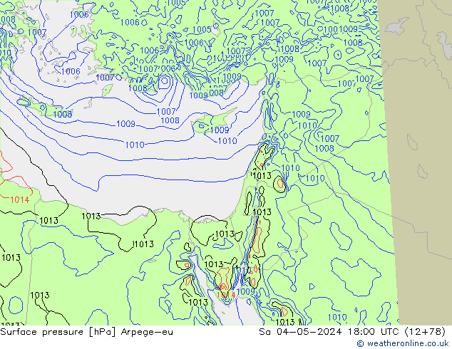 Surface pressure Arpege-eu Sa 04.05.2024 18 UTC