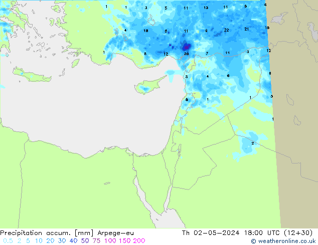 Totale neerslag Arpege-eu do 02.05.2024 18 UTC