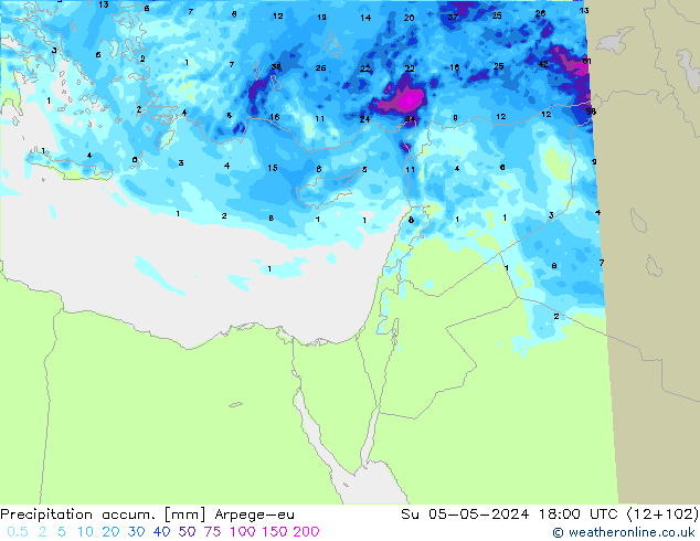 Precipitación acum. Arpege-eu dom 05.05.2024 18 UTC