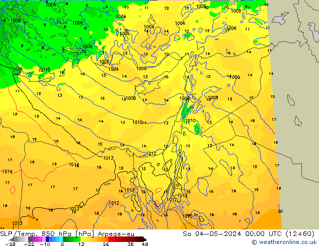 SLP/Temp. 850 hPa Arpege-eu Sa 04.05.2024 00 UTC