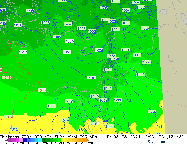 Thck 700-1000 hPa Arpege-eu Pá 03.05.2024 12 UTC