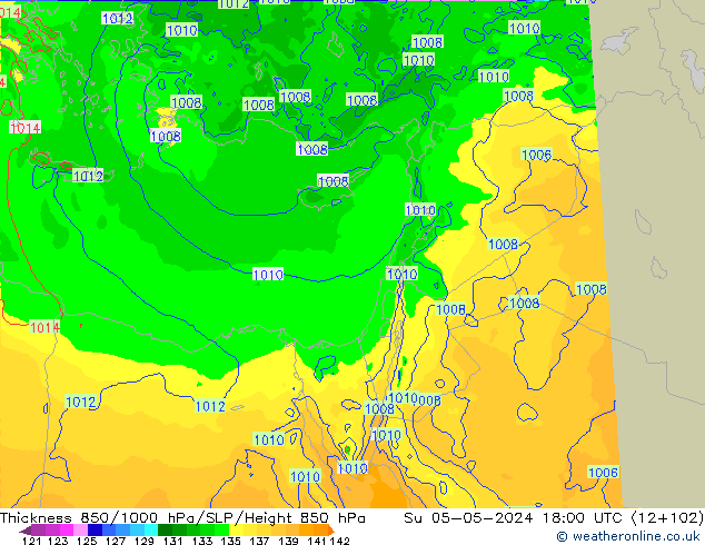 Thck 850-1000 hPa Arpege-eu Su 05.05.2024 18 UTC