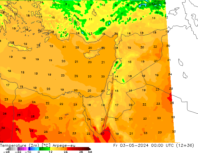 Sıcaklık Haritası (2m) Arpege-eu Cu 03.05.2024 00 UTC
