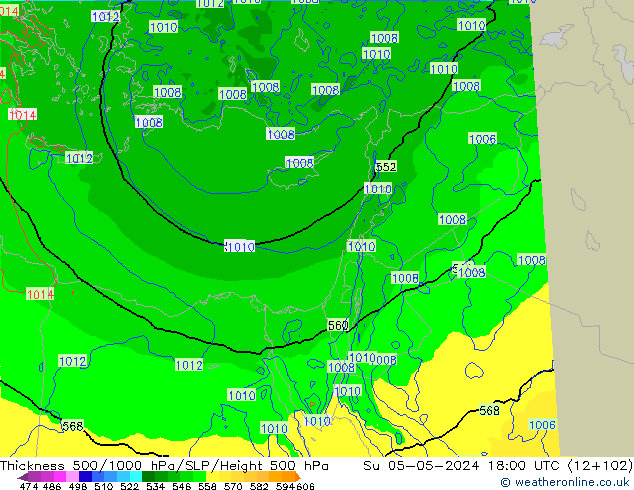 Thck 500-1000hPa Arpege-eu Su 05.05.2024 18 UTC