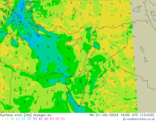Surface wind Arpege-eu We 01.05.2024 15 UTC