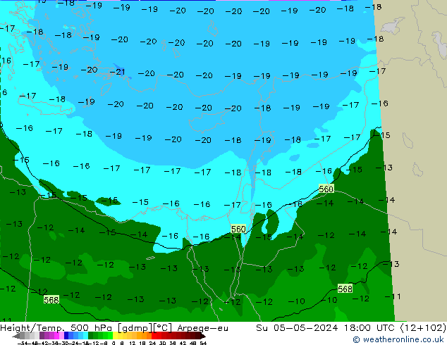 Height/Temp. 500 hPa Arpege-eu Su 05.05.2024 18 UTC