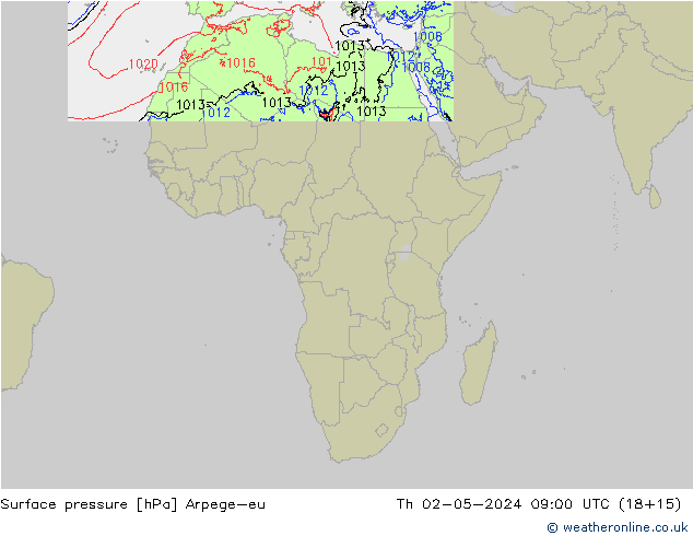 Luchtdruk (Grond) Arpege-eu do 02.05.2024 09 UTC