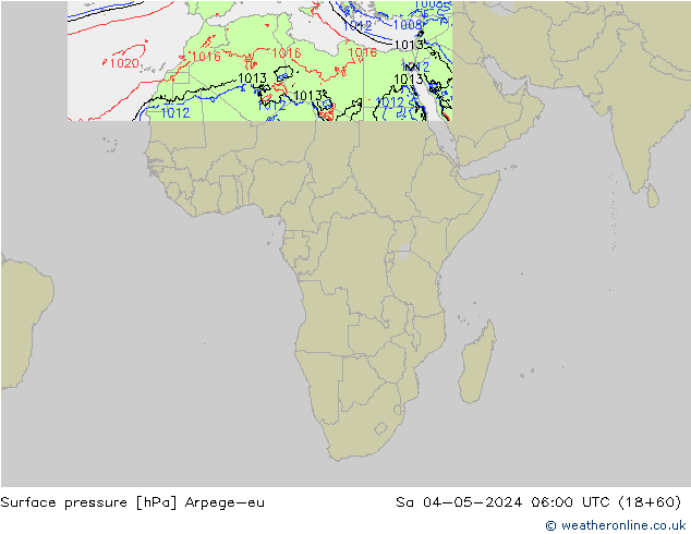 Presión superficial Arpege-eu sáb 04.05.2024 06 UTC