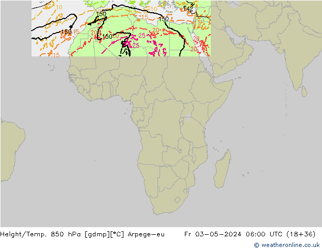 Geop./Temp. 850 hPa Arpege-eu vie 03.05.2024 06 UTC