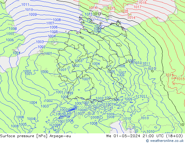 Bodendruck Arpege-eu Mi 01.05.2024 21 UTC