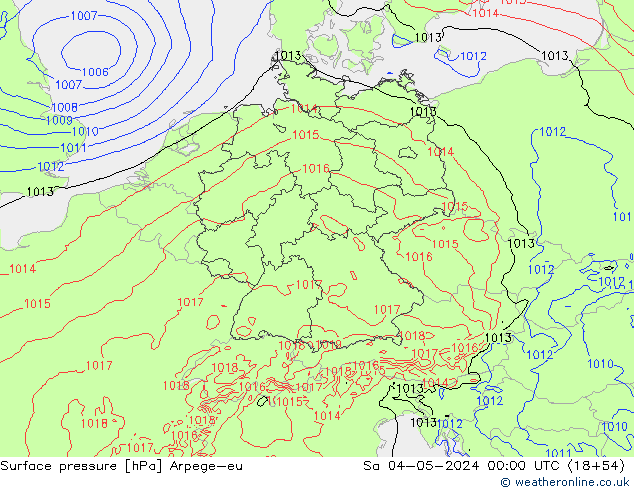 приземное давление Arpege-eu сб 04.05.2024 00 UTC