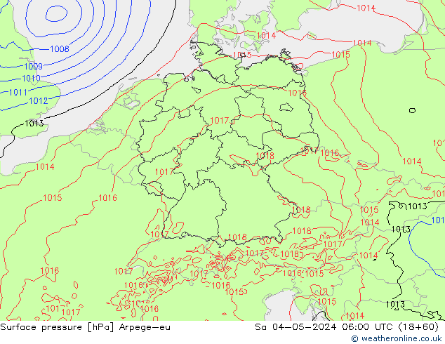 Surface pressure Arpege-eu Sa 04.05.2024 06 UTC