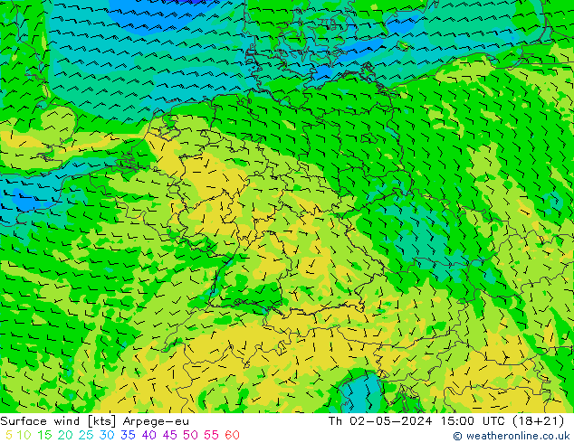 ветер 10 m Arpege-eu чт 02.05.2024 15 UTC