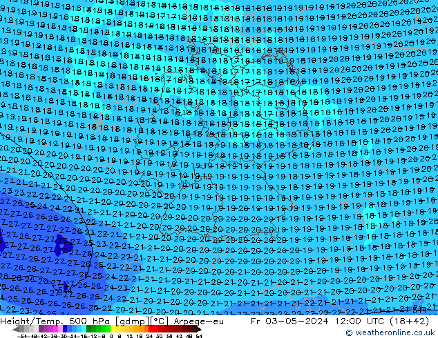 Yükseklik/Sıc. 500 hPa Arpege-eu Cu 03.05.2024 12 UTC