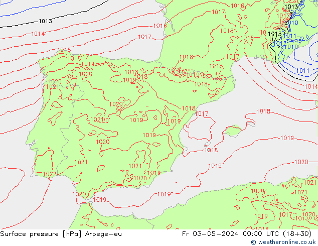 приземное давление Arpege-eu пт 03.05.2024 00 UTC