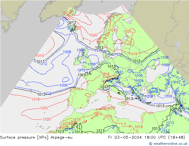 Surface pressure Arpege-eu Fr 03.05.2024 18 UTC