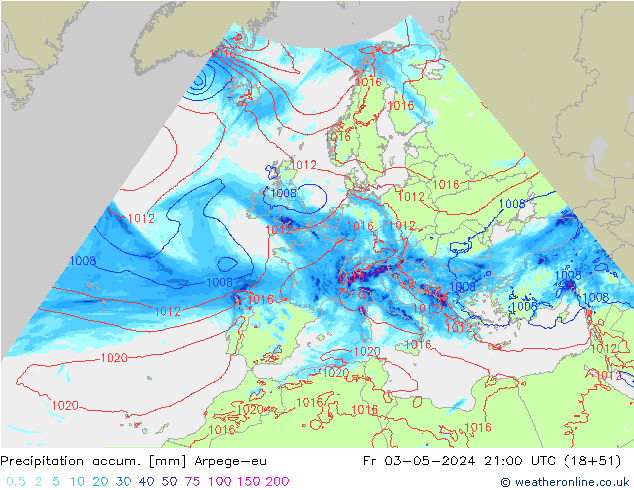 Toplam Yağış Arpege-eu Cu 03.05.2024 21 UTC
