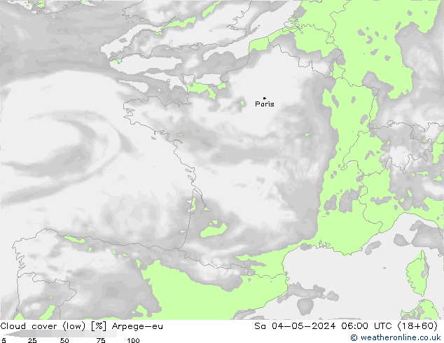 nízká oblaka Arpege-eu So 04.05.2024 06 UTC