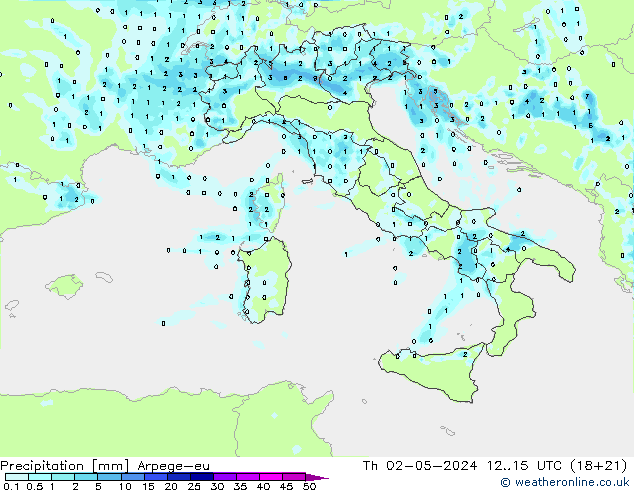 Precipitation Arpege-eu Th 02.05.2024 15 UTC