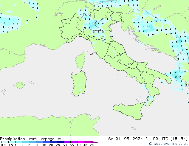 Precipitazione Arpege-eu sab 04.05.2024 00 UTC