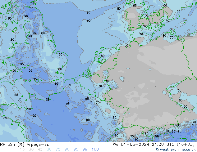 RH 2m Arpege-eu We 01.05.2024 21 UTC