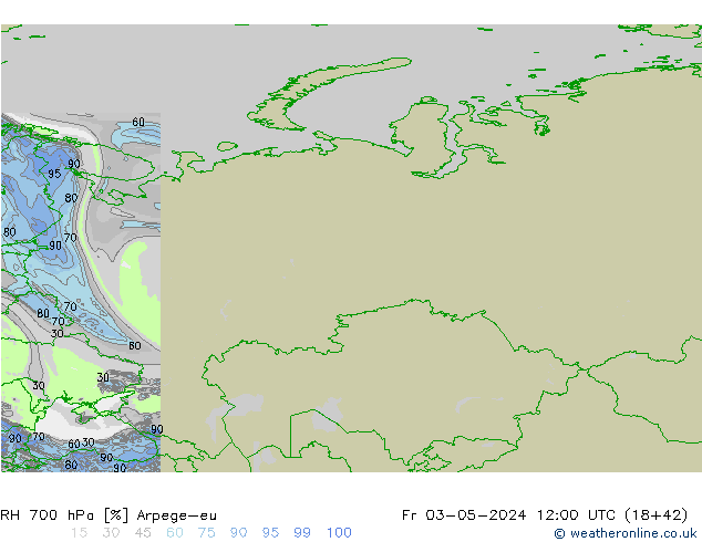 RH 700 hPa Arpege-eu  03.05.2024 12 UTC