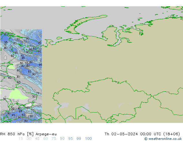 RH 850 hPa Arpege-eu Do 02.05.2024 00 UTC