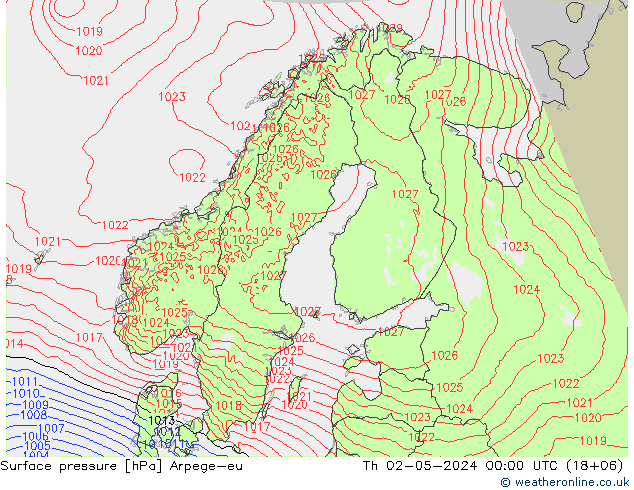 Bodendruck Arpege-eu Do 02.05.2024 00 UTC