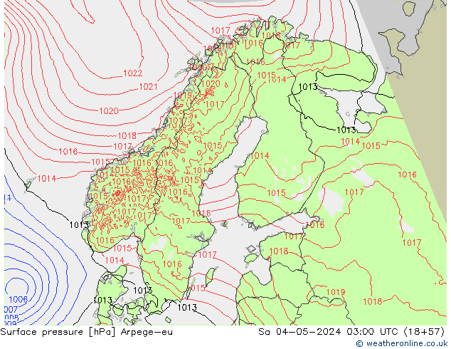 Surface pressure Arpege-eu Sa 04.05.2024 03 UTC