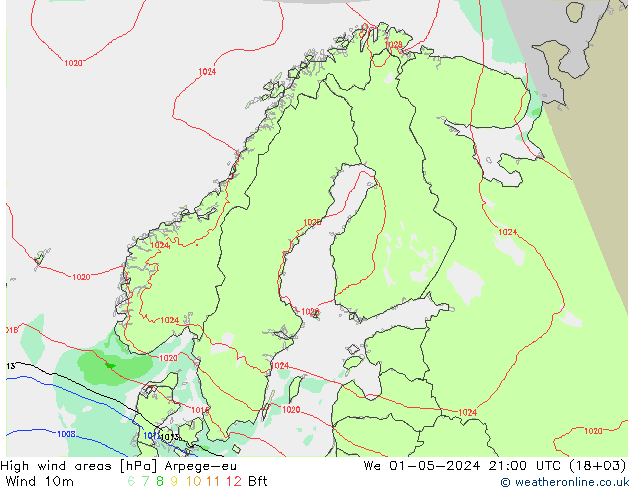 High wind areas Arpege-eu  01.05.2024 21 UTC