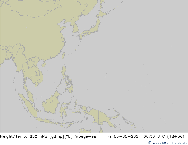 Géop./Temp. 850 hPa Arpege-eu ven 03.05.2024 06 UTC